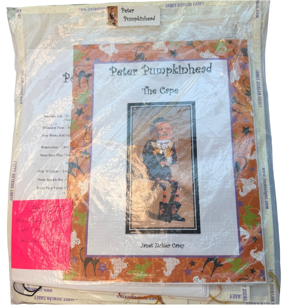 Janet Zickler Casey Peter Pumpkinhead PARTIAL Needlepoint Kit The Cape Halloween